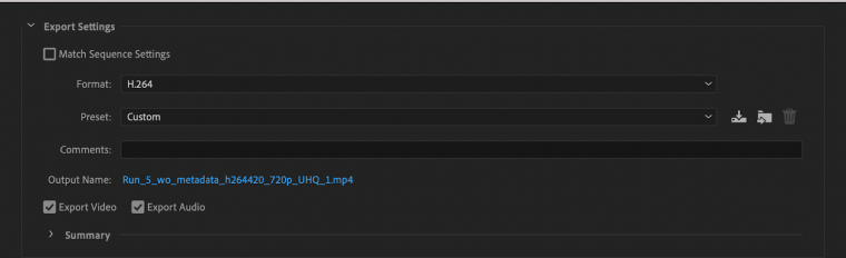 adobe premiere pro format settings